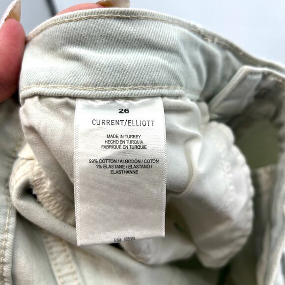 CURRENT ELLIOTT Relaxed Cuff Boyfriend Jeans Size 26 Light Icy Blue Distress NWT - Picture 9 of 10